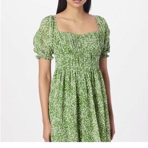 Abercrombie & Fitch Ruched Ruffle Puff Sleeve Mini Dress